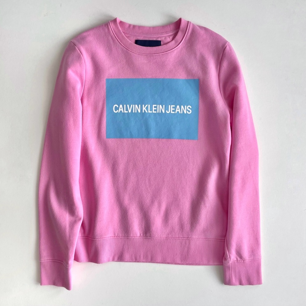 Calvin Klein Jeans Crew Neck Sweatshirt in Pink & Blue